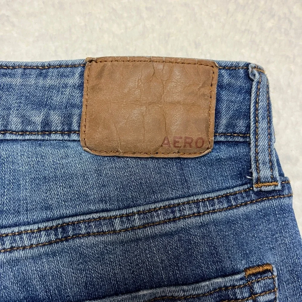 Aeropostale Jeans Mens 31x32 Blue Super Skinny Distressed Medium‎ Wash Denim